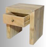 Boston Square Bedside Table – Solid Mango Wood (Natural Finish) - Image 2