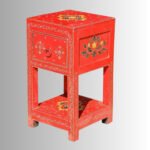 RangRiwaaz Hand-Painted Solid Wood Side Table (Red Heritage Finish) - Image 5