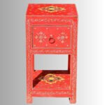 RangRiwaaz Hand-Painted Solid Wood Side Table (Red Heritage Finish) - Image 6