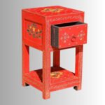 RangRiwaaz Hand-Painted Solid Wood Side Table (Red Heritage Finish) - Image 2