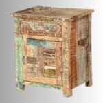 Heritage Patchwork Carved Bedside Table (Multicolor)