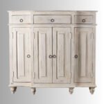 White Distress Solid Mango Wood Storage Cabinet with Doors & Drawers - Image 3