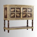 Royal Gajraj Brass Inlay Wooden Storage Cabinet – Teak Finish