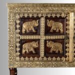 Royal Gajraj Brass Inlay Wooden Storage Cabinet – Teak Finish - Image 3