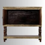 Royal Gajraj Brass Inlay Wooden Storage Cabinet – Teak Finish - Image 2