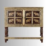 Royal Gajraj Brass Inlay Wooden Storage Cabinet – Teak Finish - Image 4