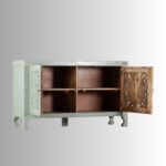 Green Ela Hand-Carved Solid Mango Wood Storage Cabinet - Image 2