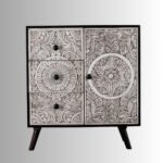 Aranya White Antique Hand-Carved Mango Wood Storage Cabinet - Image 4