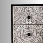 Aranya White Antique Hand-Carved Mango Wood Storage Cabinet - Image 5