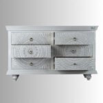 Grey Solid Mango Wood Carved Chest of Drawers (3 Drawer) - Image 6