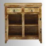 Reclaimed Timber Solid Mango Wood Sideboard Cabinet with Carved Panels - Image 4