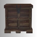 Handcrafted Rustic Solid Mango Wood Storage Trunk End Table in Brown Finish | Made in India - Image 2