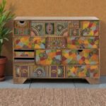 Kare Paradise Solid Sheesham Wood Multi-Color Artistic Sideboard Cabinet
