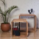 SquareNest Dual Cube Solid Sheesham Wood Side Table Set (Set of 2)