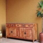 Aristocrat Nougat Acacia Solid Wood Sideboard Cabinet with Drawers & Doors