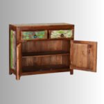Rustic Reclaimed Wood Buffet Cabinet 39.3" | Solid Mango Wood Sideboard - Image 2