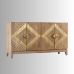 Wooden Modern Geometric Dual Tone Mango Wood Sideboard Cabinet - Image 6