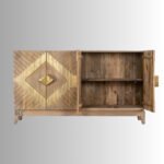 Wooden Modern Geometric Dual Tone Mango Wood Sideboard Cabinet - Image 2