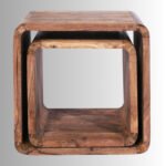 SquareNest Dual Cube Solid Sheesham Wood Side Table Set (Set of 2) - Image 6