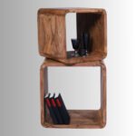 SquareNest Dual Cube Solid Sheesham Wood Side Table Set (Set of 2) - Image 2