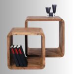 SquareNest Dual Cube Solid Sheesham Wood Side Table Set (Set of 2) - Image 5