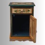 Painted Floral Multi-Color Mango Wood Bedside Cabinet with Drawer & Door - Image 6
