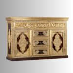 Handcrafted Solid Mango Wood Brass Fitted Sideboard in Teak Finish | Premium Storage Cabinet for Living & Dining Room - Image 5