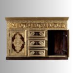 Handcrafted Solid Mango Wood Brass Fitted Sideboard in Teak Finish | Premium Storage Cabinet for Living & Dining Room - Image 2