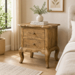 Lumière Royale™ French Colonial 2 Drawer Bedside Cabinet (Honey Brown)