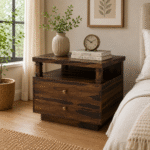 PillarCraft Duo Sheesham Bedside Table with Dual Drawers