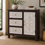 Regalia Carved Solid Wood Storage Cabinet (Walnut)