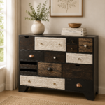 Industrial Multi Drawer Solid Mango Wood Chest of Drawers for Living Room Storage