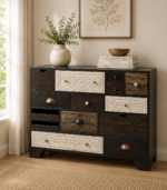 Industrial Multi Drawer Solid Mango Wood Chest of Drawers for Living Room Storage