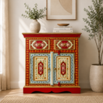 Artisan Hand-Painted Solid Acacia Wood Cabinet | Traditional Indian Design | Made in India
