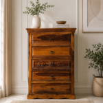 Handcrafted Solid Mango Wood Chest of Drawers in Honey Finish | Made in India