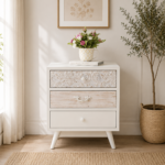 Élan Blanc French Contemporary Mango Wood Bedside Table