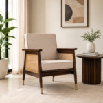 Vedanta Solid Sheesham Wood Arm Chair | High Back Wooden Lounge Chair for Living Room