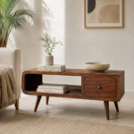 Vayra Solid Sheesham Wood Coffee Table | Walnut Finish Center Table for Living Room (39.4 × 19.7 × 15.8 in)