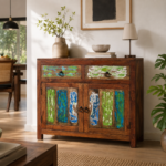 Rustic Reclaimed Wood Buffet Cabinet 39.3" | Solid Mango Wood Sideboard