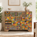 Kare Paradise Solid Sheesham Wood Multi-Color Artistic Sideboard Cabinet