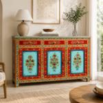 Zaffira Mughal Hand-Painted Solid Wood Buffet Sideboard (150 cm)