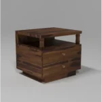 PillarCraft Duo Sheesham Bedside Table with Dual Drawers - Image 2