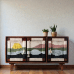 Aurora Handwoven Teak Finish Sideboard in Solid Mango Wood – 54″