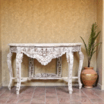 Élise French Arched Hand-Carved Solid Wood Console Table | Antique White Finish (47.24″ × 15.75″ × 29.92″)