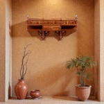 Vatsala Hand-Carved Teak Wood Wall Rack with Drawer | Traditional Bracket Shelf (37″ × 7″ × 16″)