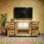 Forgeon Solid Reclaimed Wood Industrial Plasma Stand | Entertainment Unit, Brown Finish (150 × 40 × 50 cm)