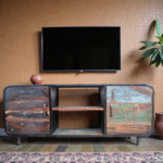 Rivaan Solid Sheesham Wood TV Cabinet | Handcrafted Multicolor Entertainment Unit (35.4 × 11.8 × 17.3 in)