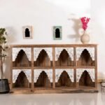 Handcrafted Mango Wood Shelf – Oriental Style 200cm