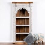 White Carved Bookshelf – Mediterranean Style | Handcrafted Wooden Design