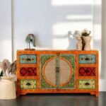 Vintage Ibiza Style Hand-Painted Mango Wood Sideboard 160cm